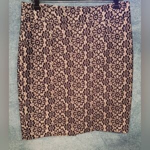 Banana Republic Skirt Womens Size 8 Navy Blue Lace Overlay Straight Pencil
